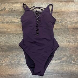 Purple one piece swim suit